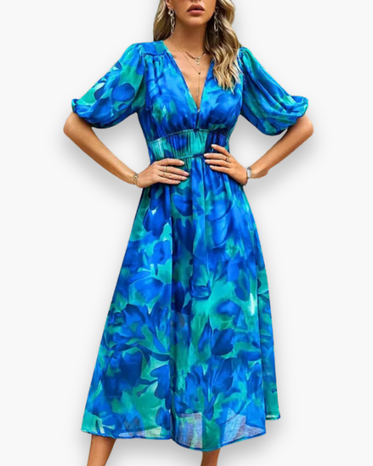 Damen Luftiges Blumenkleid | Sommer Midi