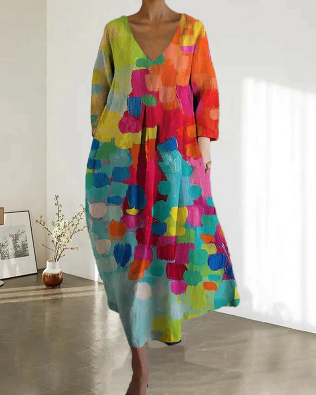 Damen Bunt Bedrucktes Kleid | Sommerlich und Stilvoll