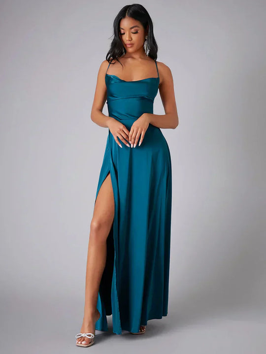 Abendkleid Damen | Spaghettiträger Mit Schlitz Maxi