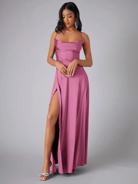 Abendkleid Damen | Spaghettiträger Mit Schlitz Maxi