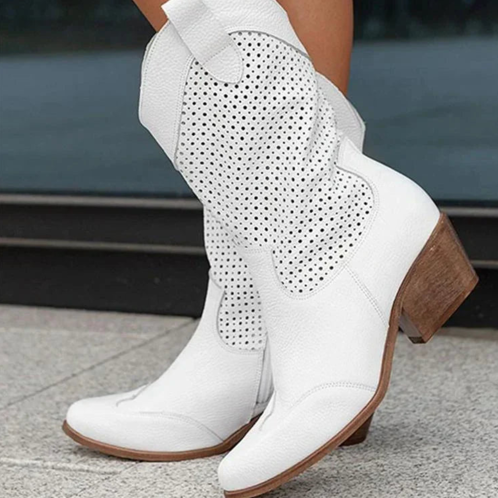 Damen Modische Cowboy-Stiefel | Atmungsaktiv mit Reißverschluss