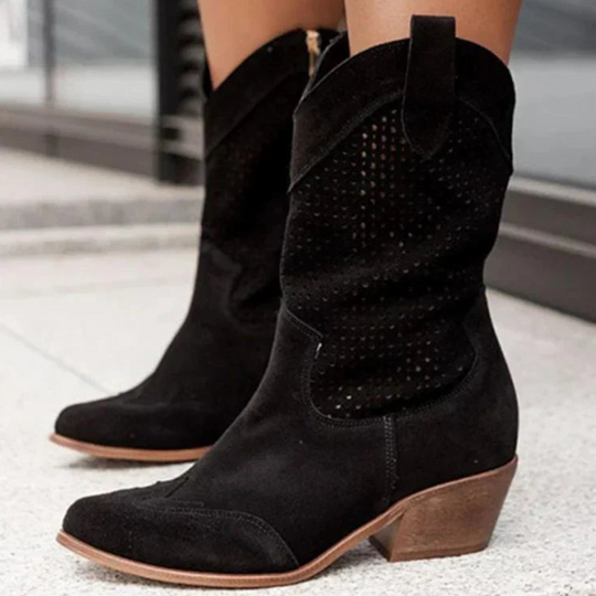 Damen Modische Cowboy-Stiefel | Atmungsaktiv mit Reißverschluss