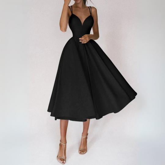 Damen Ballkleid Mit Spaghettiträgern Und Tailliertem Schnitt | Midi