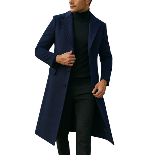 Mantel Herren Winterjacke | Langer Schnitt mit Reverskragen und Frontknöpfen