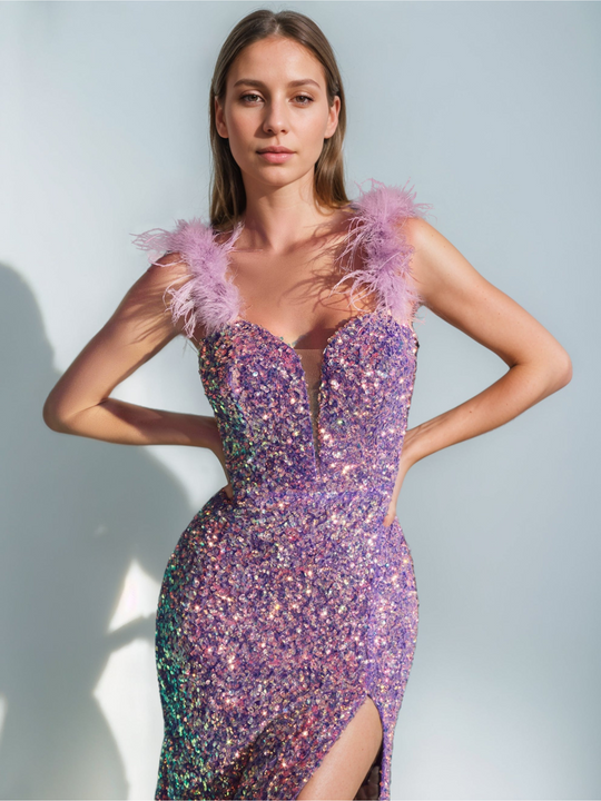 Abendkleid Für Damen Ärmelloses Pailletten Maxi