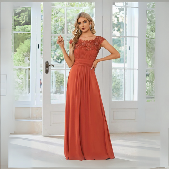 Abendkleid Damen | Kurze Ärmel Maxi Mit Musteroptik