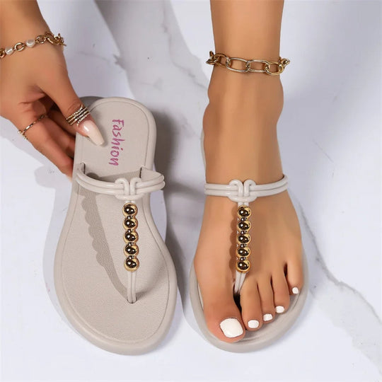 Alabaster - Kristall Beige Zehensandalen