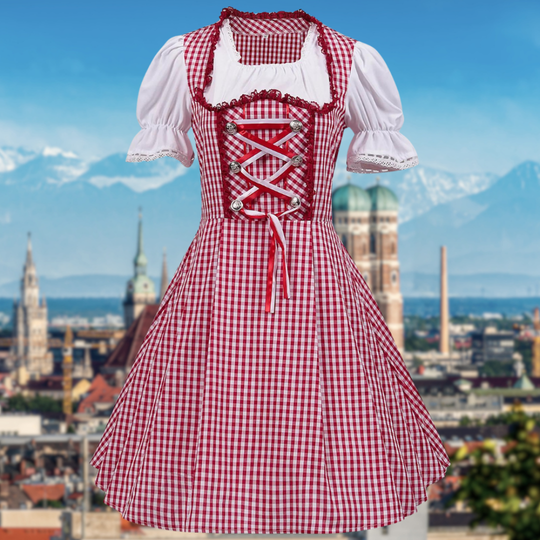 Damen Traditionelles Kariertes Dirndlkleid | Mini
