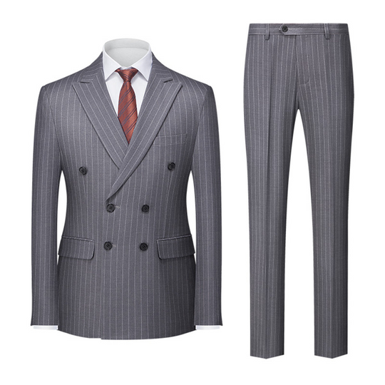 Herren Anzug 2-teilig Slim Fit | Hochzeitsgäste Zweireihig Gestreift