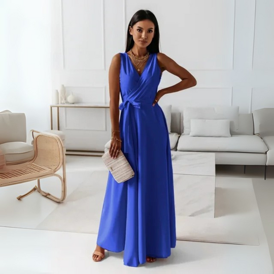 Abendkleid Damen | V-Ausschnitt Maxi Mit Ausgestelltem Rock