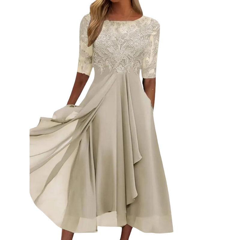 Abendkleid Damen | Halblange Ärmel Midi Mit Ausgestelltem Rock