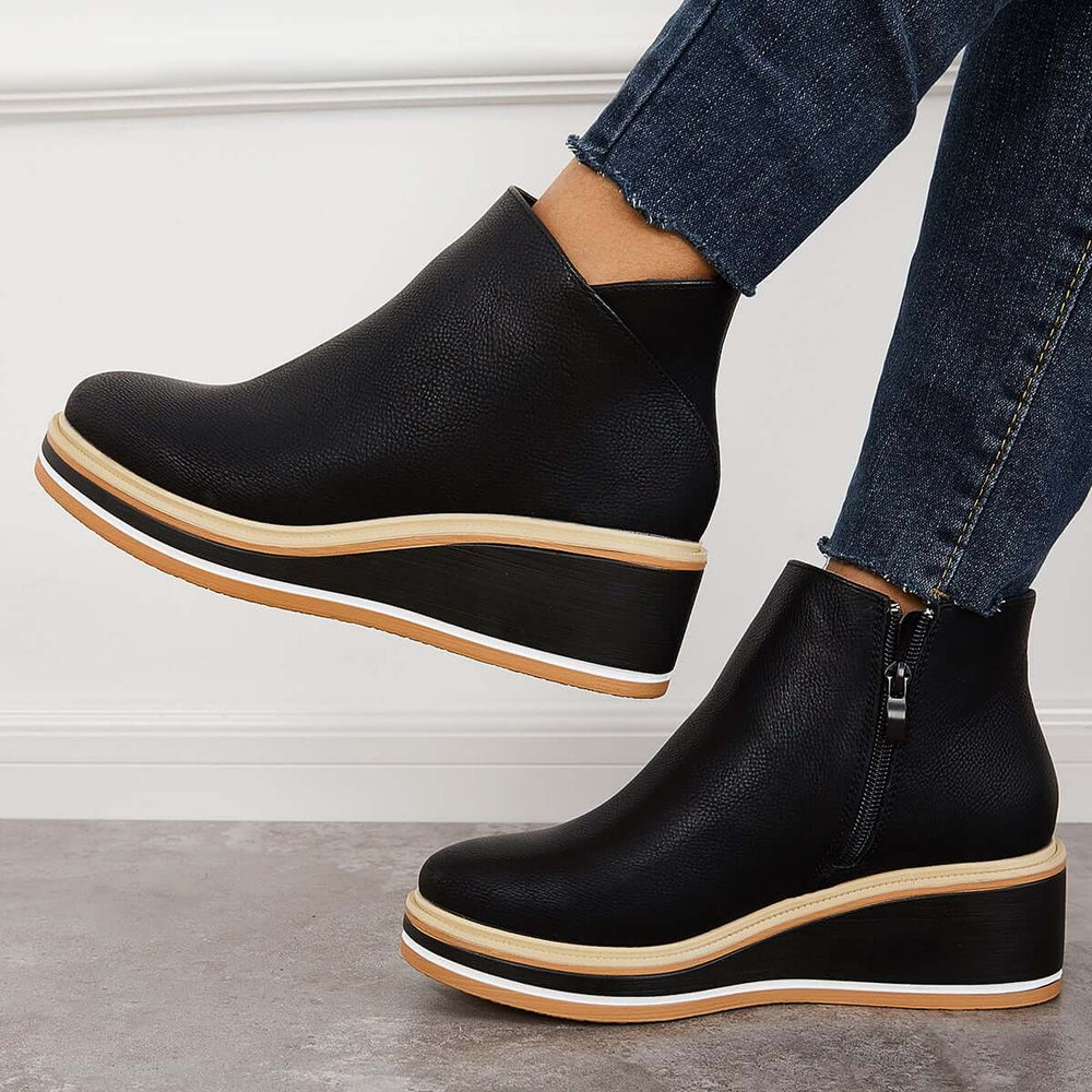 Stylische Ankle Boots mit Reißverschluss und Plateau