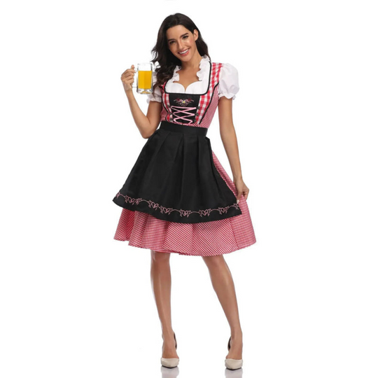 Damen-Oktoberfest-Dirndl | Kariertes Muster und Unterrock