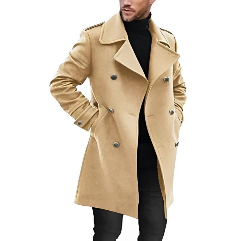 Mantel Herren Winterjacke | Doppelreiher mit Reverskragen und Seitentaschen