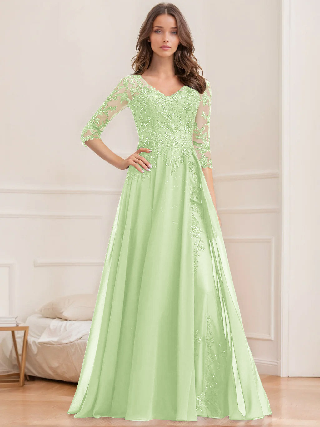 Damen Elegantes A-Linien Paillettenkleid | Bodenlang