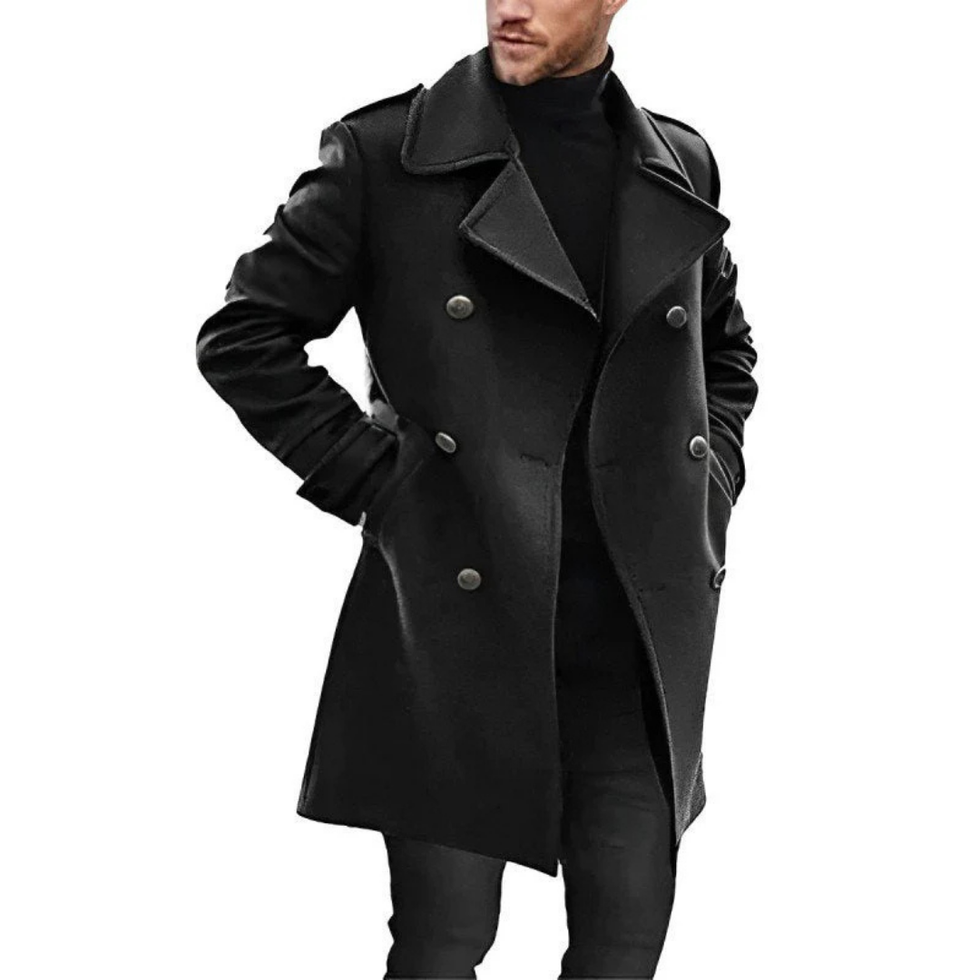 Mantel Herren Winterjacke | Doppelreiher mit Reverskragen und Seitentaschen