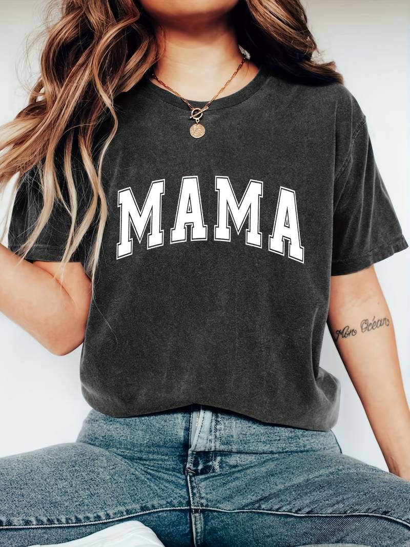 Lily – Mama-T-Shirt Mit Buchstaben-Print Und Rundhalsausschnitt