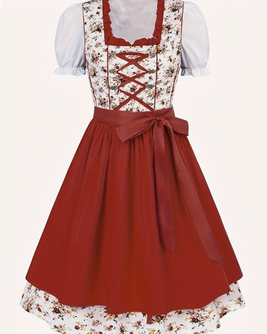 Damen Festliches Dirndl Kleid mit Blumenmuster | Midi