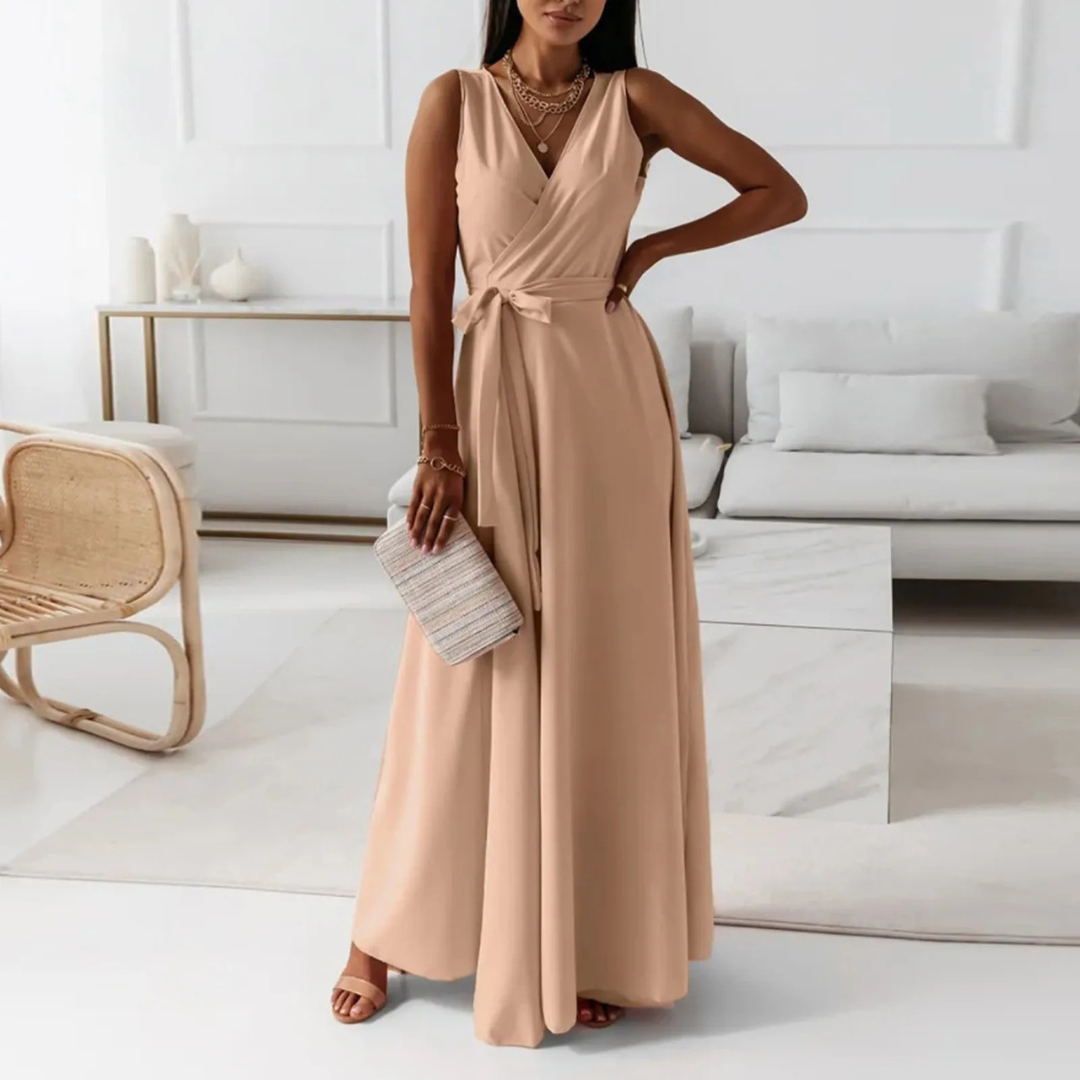 Abendkleid Damen | V-Ausschnitt Maxi Mit Ausgestelltem Rock
