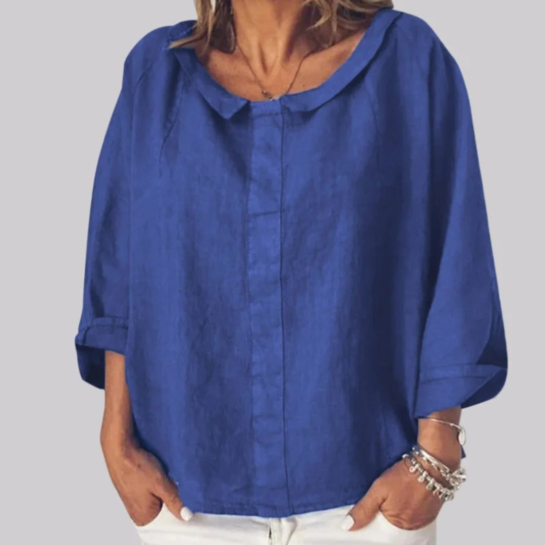 Cool Blue - Blaue Einfache Atmungsaktive Bluse