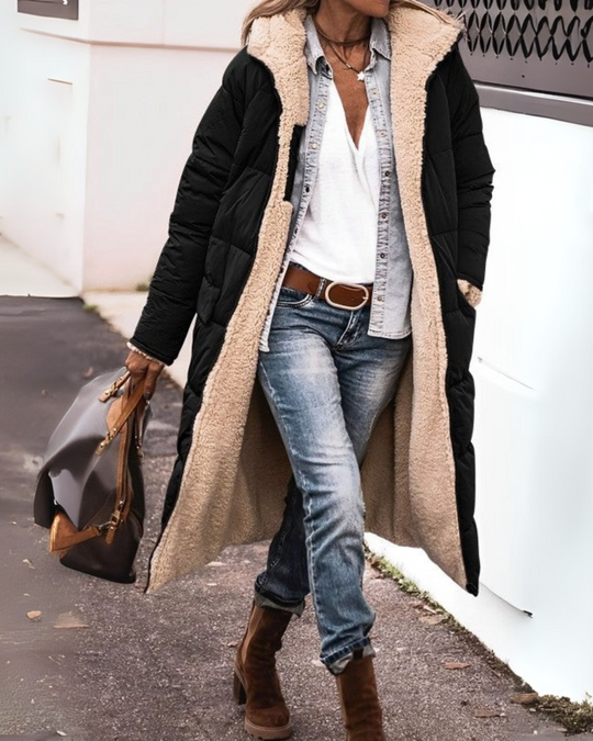 Winterjacke Damen Lang Kapuze | Offenes Design