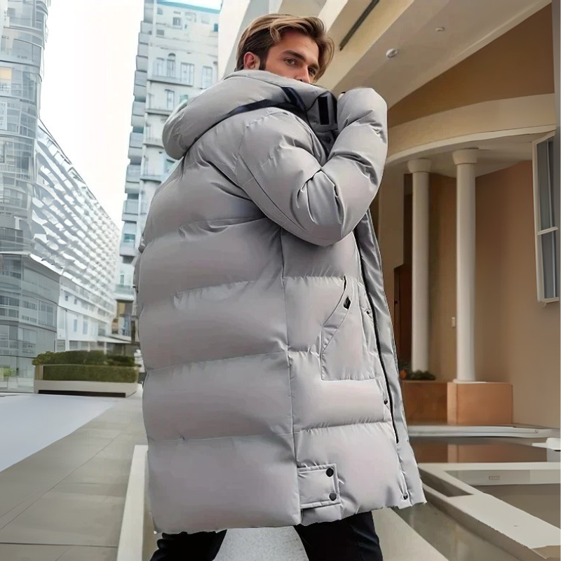 Winterjacke Herren Parka | Langer Schnitt mit Kapuze und Reißverschluss