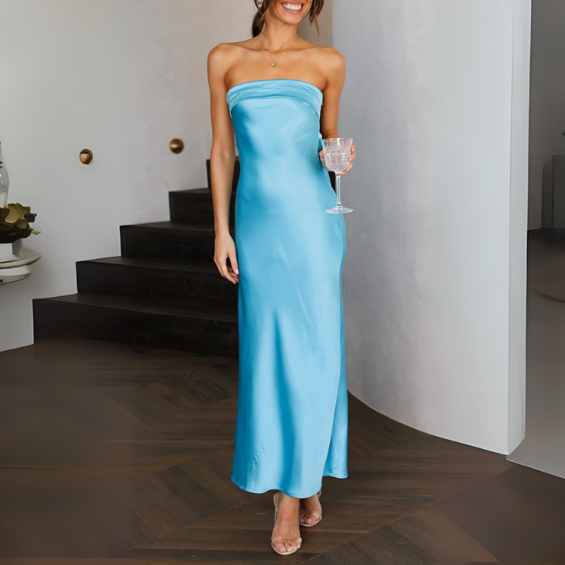 Abendkleid Damen | Gerade Linie Trägerlos Maxi
