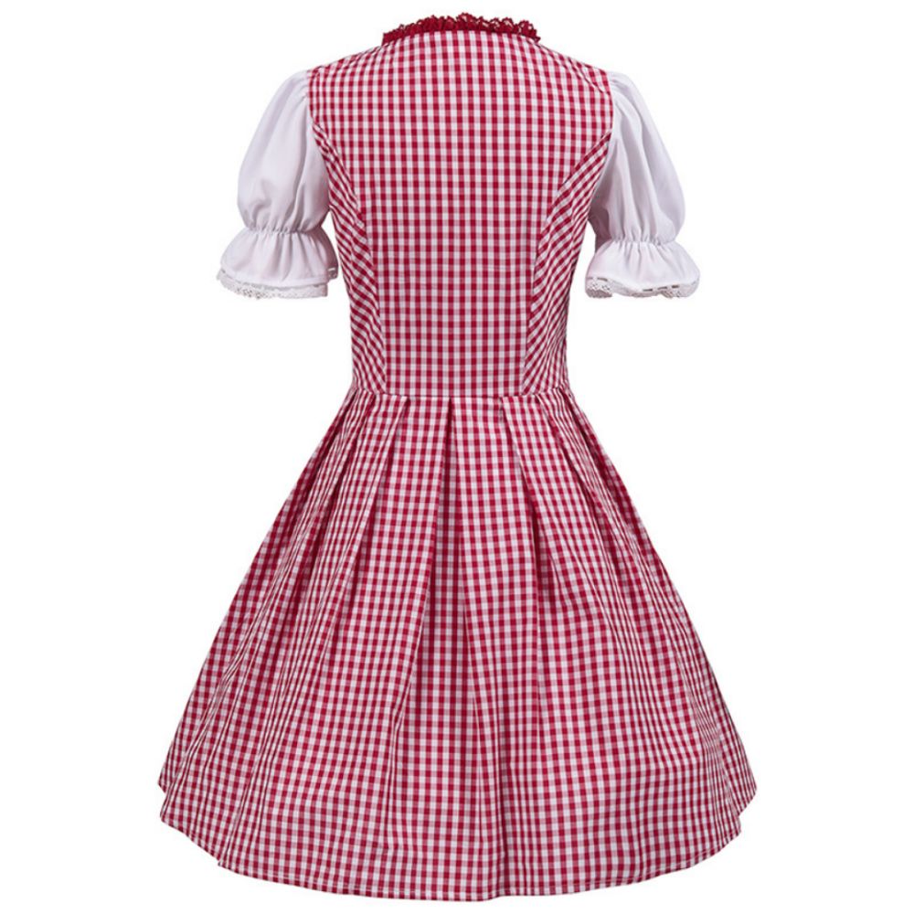 Damen Traditionelles Kariertes Dirndlkleid | Mini