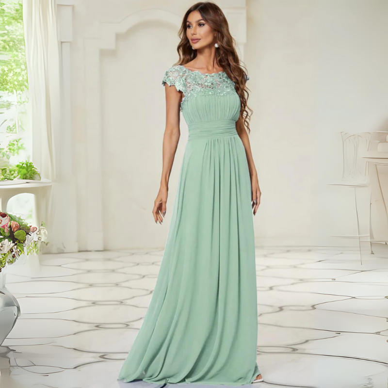 Abendkleid Damen | Kurze Ärmel Maxi Mit Musteroptik