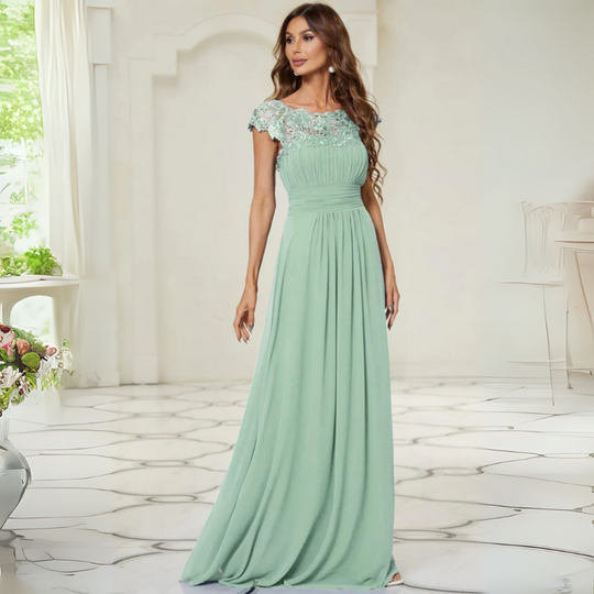 Abendkleid Damen | Kurze Ärmel Maxi Mit Musteroptik