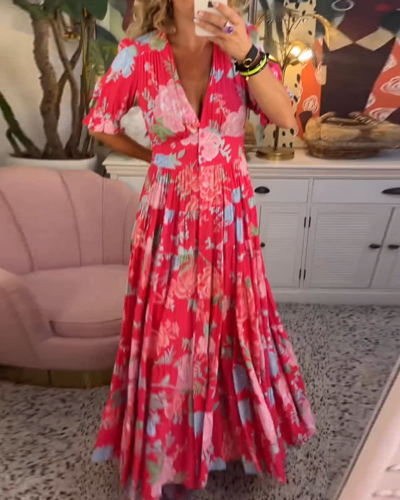 Emma - Florales Sommerkleid Mit V-Ausschnitt