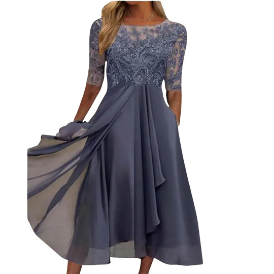 Abendkleid Damen | Halblange Ärmel Midi Mit Ausgestelltem Rock