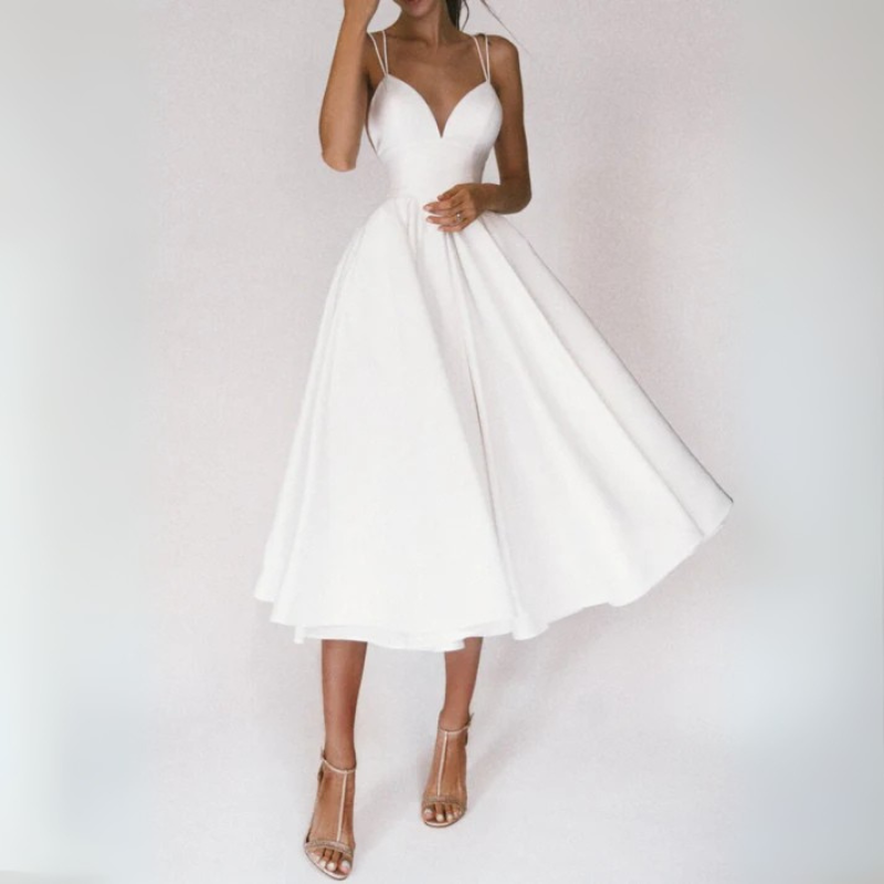 Damen Ballkleid Mit Spaghettiträgern Und Tailliertem Schnitt | Midi