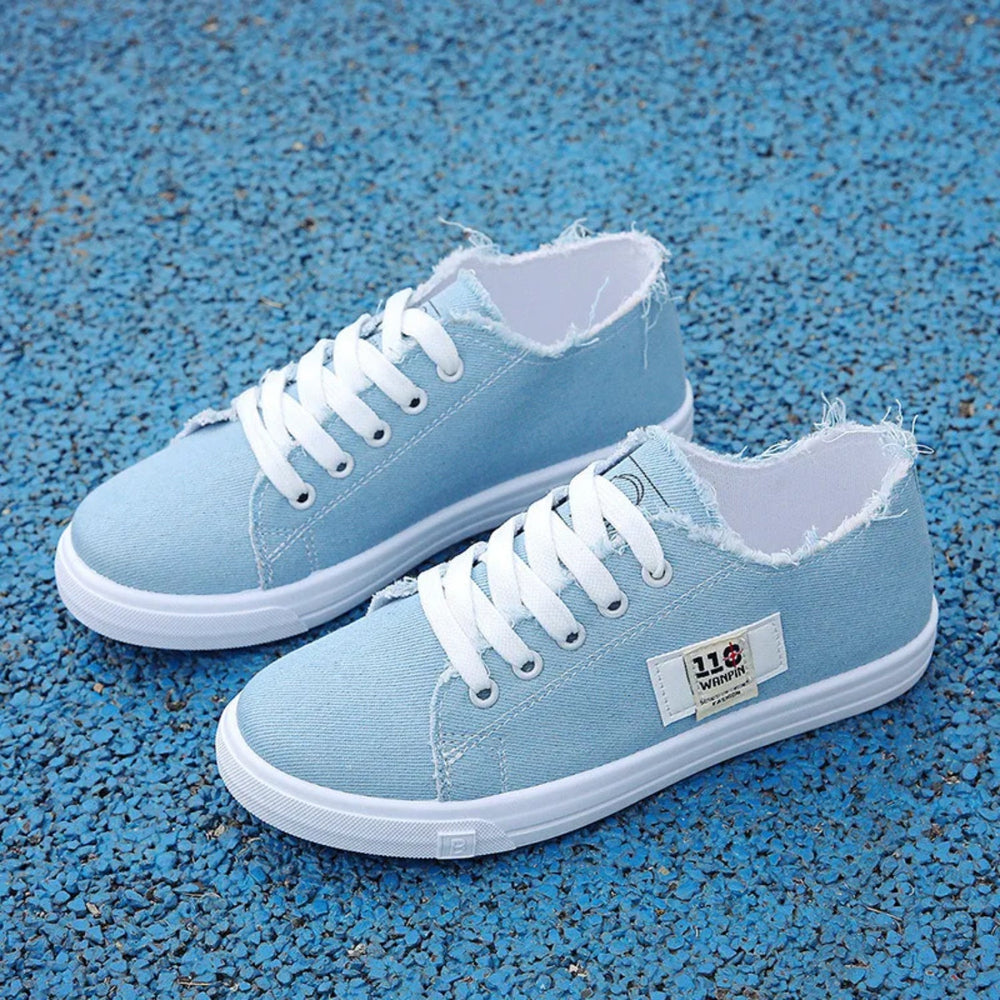 DenimBlue - Einfarbige Blaue Canvas Schuhe