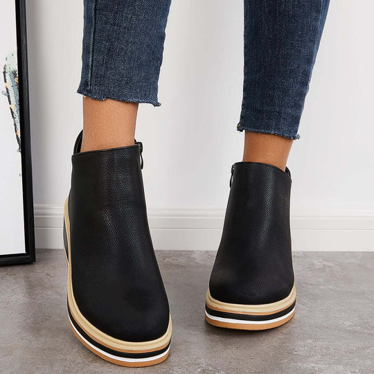 Stylische Ankle Boots mit Reißverschluss und Plateau