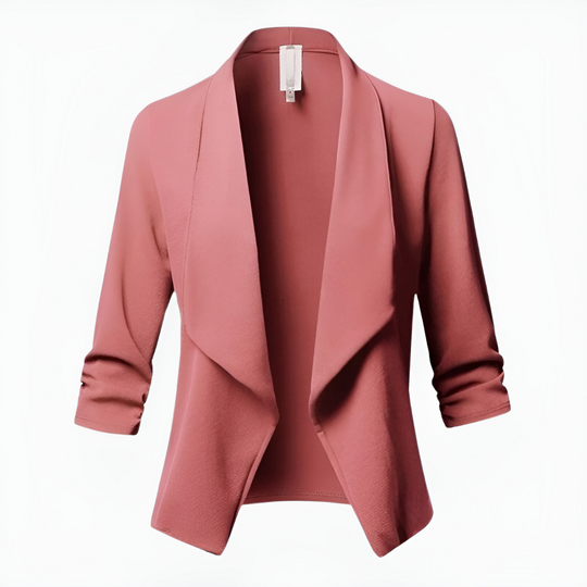 Damen Offener Blazer mit 3/4 Ärmeln | Wasserfallkragen