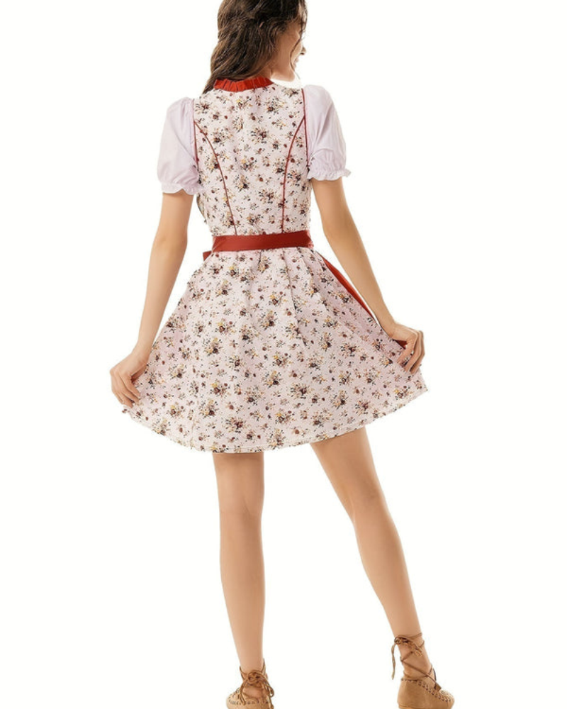 Damen Festliches Dirndl Kleid mit Blumenmuster | Midi