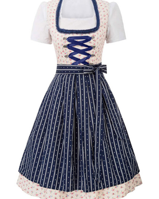 Damen Festliches Blumenmuster Dirndlkleid | Midi