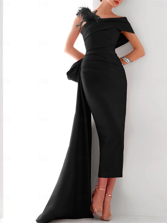 Damen Ballkleid | One-Shoulder Maxikleid mit Schleife und Schlitz
