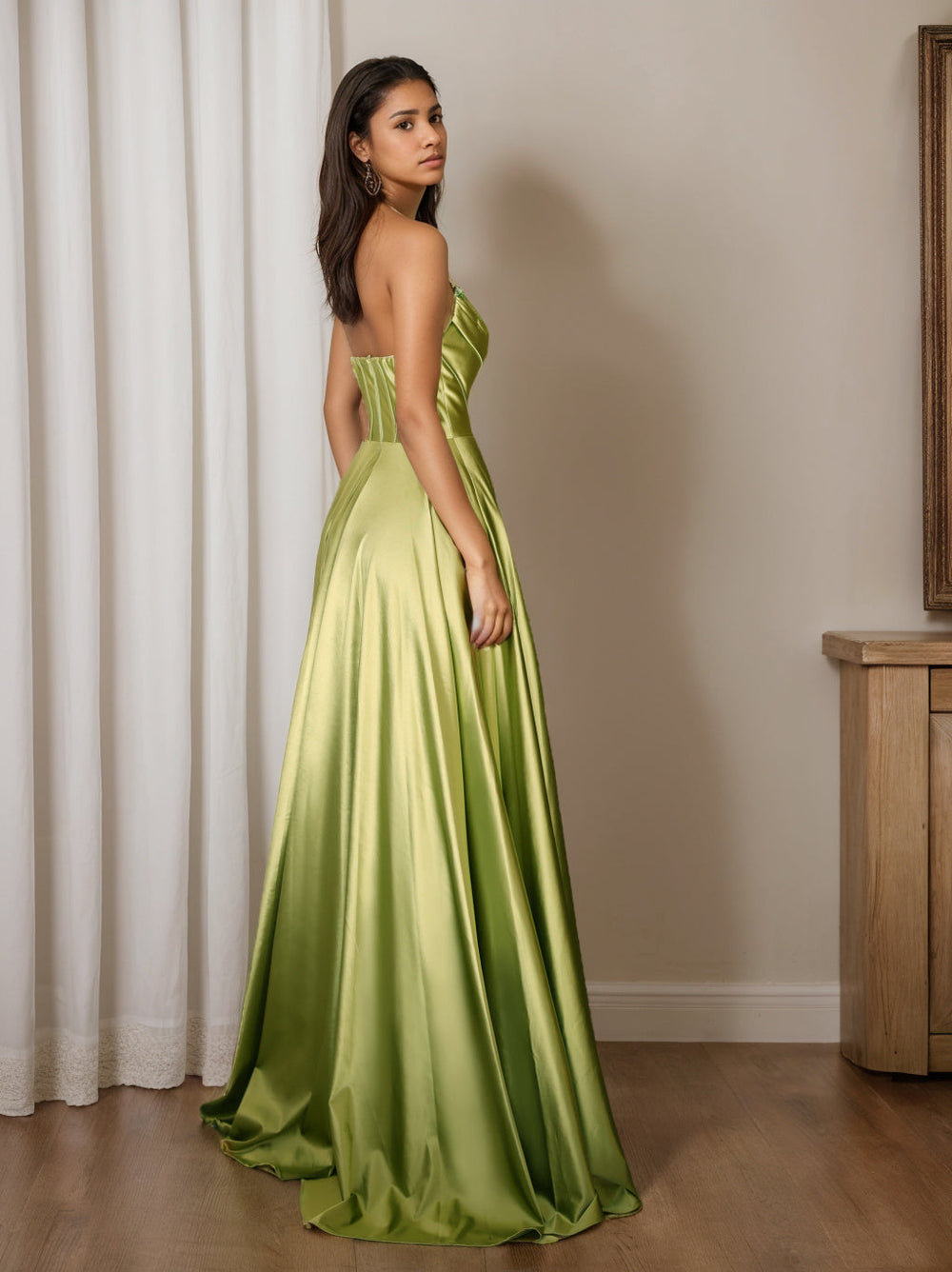 Abendkleid Trägerlos | Plissierter Rock Bodenlang