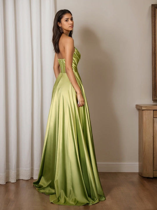 Abendkleid Trägerlos | Plissierter Rock Bodenlang