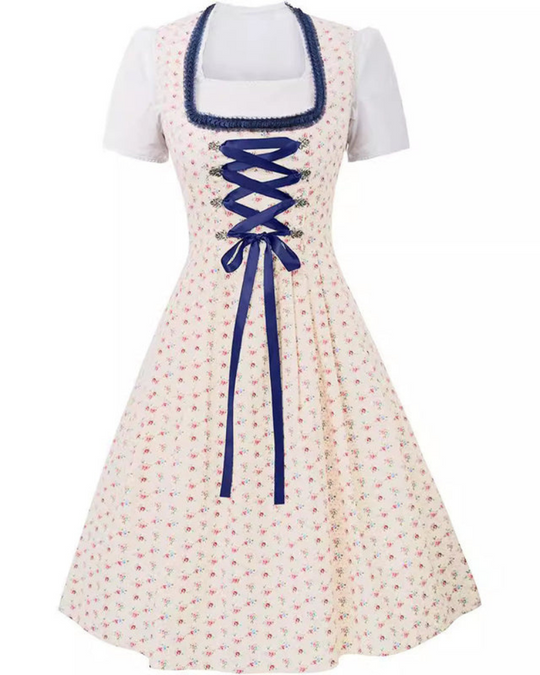 Damen Festliches Blumenmuster Dirndlkleid | Midi