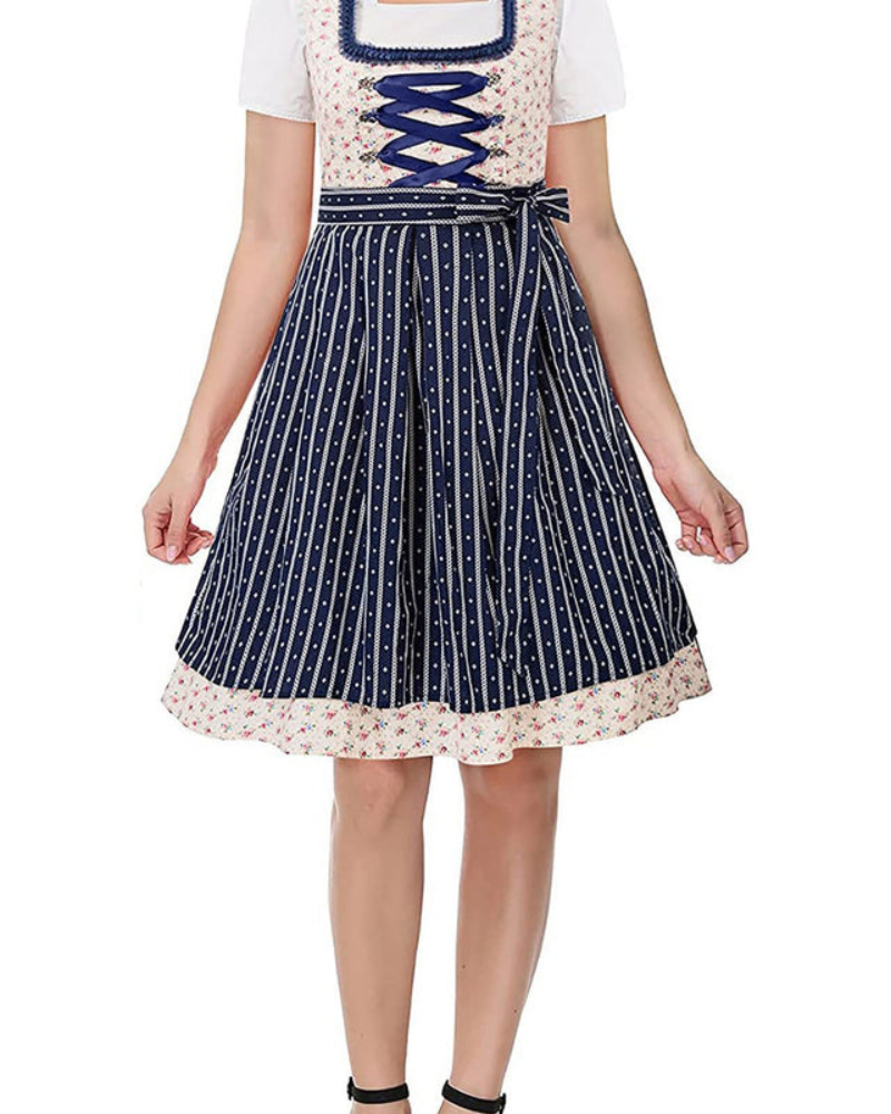 Damen Festliches Blumenmuster Dirndlkleid | Midi