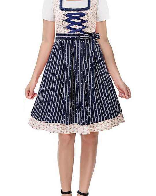 Damen Festliches Blumenmuster Dirndlkleid | Midi