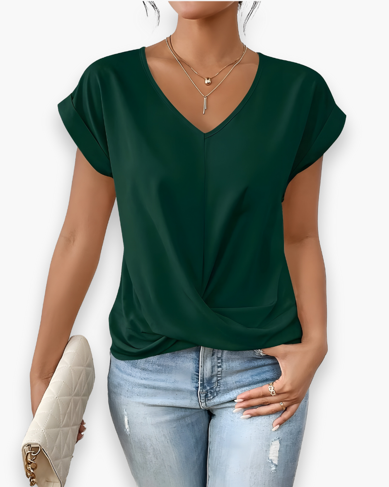 Damen Elegantes V-Ausschnitt Oberteil | Festlich Twist Front Top