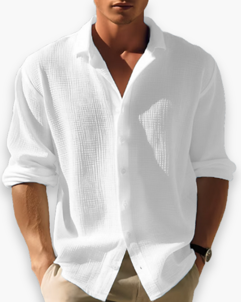 Herren Elegantes Langarmhemd | Unifarbig Button-Down Hemd