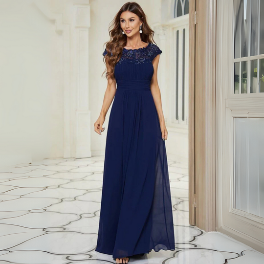 Abendkleid Damen | Kurze Ärmel Maxi Mit Musteroptik