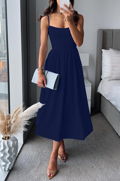 Abendkleid Damen | Spaghettiträger Mit Ausgestelltem Rock Midi