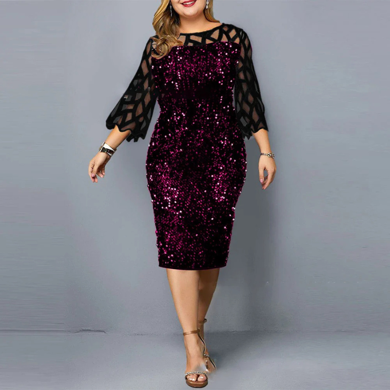 Damen Paillettenkleid In Übergröße | Midi Elegant