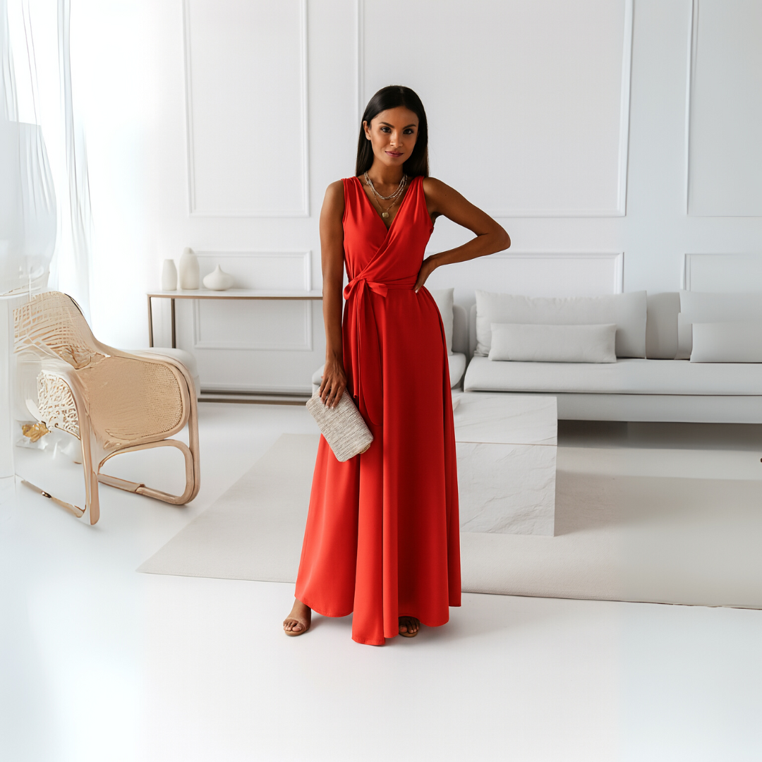 Abendkleid Damen | V-Ausschnitt Maxi Mit Ausgestelltem Rock